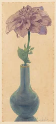 ライラックダリアの青いガラスの花瓶