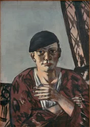 黒い帽子をかぶったセルフポートレイト