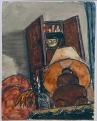 ランプのある静物画