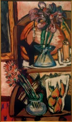 2つの花瓶のある静物画