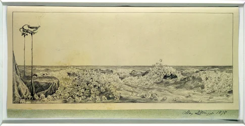 オマージュ、1881年に出版されたシリーズ「手袋の発見に関するパラフレーズ」1878年（紙のインディアンインク）