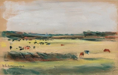 牧草を食む牛のいる風景。1908年