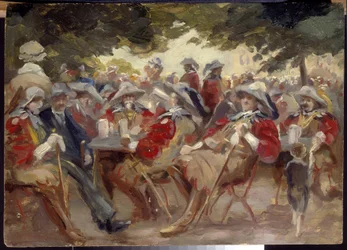 Rejoicings (メリーメイキング)。 マックス リーバーマン (1847-1935) による絵画、木に油彩。 ドイツの芸術、19 世紀後半から 20 世紀、印象派。 州立 A. プーシキン美術館、モスクワ。
