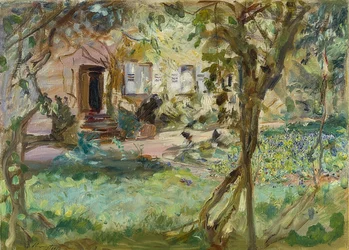 パンジーベッドのある庭園。 1914