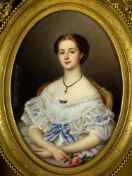 青いリボンをつけた女性の肖像 画：マキシム・ダヴィッド（19世紀） 1858年 パリ、装飾美術