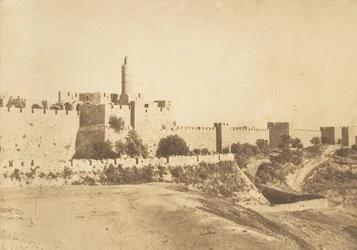 ダビッド・ダウド・カレッシーの城とエルサレムの城壁（1850年8月