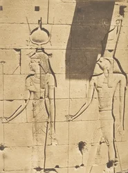 Isis and Horus-Arsiesi - Kalabcheh Talmis 神殿の浅浮き彫り、1850 年 4 月 8 日。