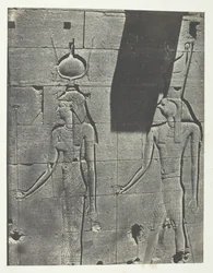 Kalabscheh、寺院の後部ファサードからの彫刻、ヌビア、184951、1852年に印刷。