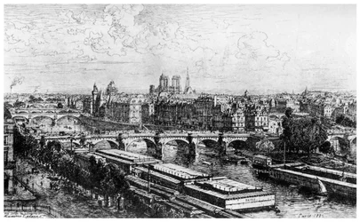 パリ、ルーブル美術館から撮影、1850年〜1895年、1924年