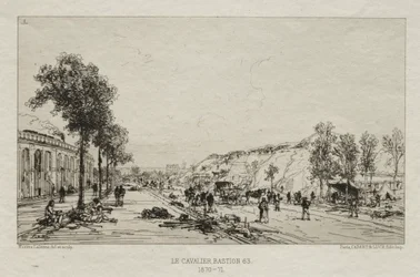 パリのおみやげの芸術家：パリのシエージュ：Le Cavalie Bastion 63、1870-71。