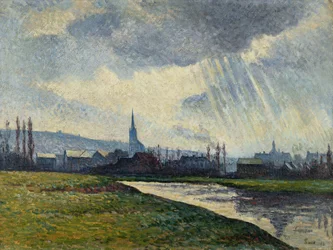 クイエ、シャルルロワ、川沿いの風景。 Couillet、Charleroi、Landscape by the River、1896