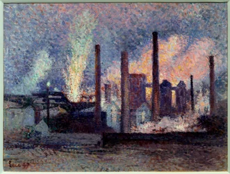 ベルギー、シャルルロワの製鉄所の眺め 画：マクシミリアン・ルーチェ（1858-1941） 1897年 日0,38x0,51 m パリ、オルセー美術館