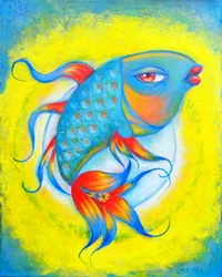魚、2021 年 1 月 (油絵)