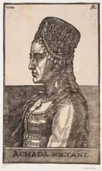 Sultanindeportræt, profil mod v.: ACHADA SOLTANE
