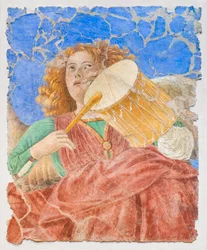 音楽を作る天使、1480年頃（復元されたフレスコ画）