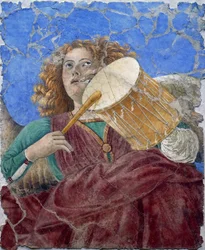 Melozzo da Forliによる音楽家の天使、1480年頃（フレスコ画）