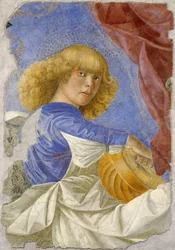 Melozzo da Forliによる音楽家の天使、1480年頃（フレスコ画）