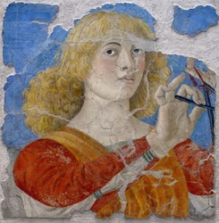 Melozzo da Forliによる音楽家の天使、1480年頃（フレスコ画）