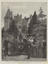 女王のフリードリヒスホーフでのフレデリック皇后の訪問、陛下は城の敷地に木を植えました