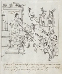 Ms Hunter 242 f.256r Evangelical Battle、ヒストリアデトラスカラ出身、ディエゴムニョスカマラゴ作
