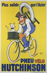 自転車用タイヤ「Hutchinson」の広告ポスター（カラーリトグラフ）