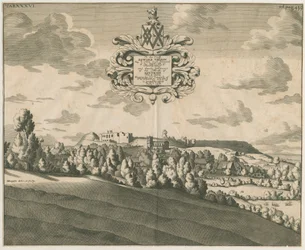 タットベリー城-遠景：銅版の彫刻、nd [c 1686]