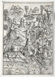 Der Schatzbehalter：Pharaohs Daughter rectoによって発見されたモーセ、1491年。