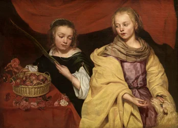 聖アグネスと聖ドロテアとしての二人の少女、c。 1650年。