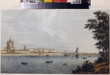 サンクトペテルブルクのスモーリヌイ修道院。 Michel Francois Damam-Demartrait (Damam Demartrait) (1763-1827) の作品、彫刻と水彩