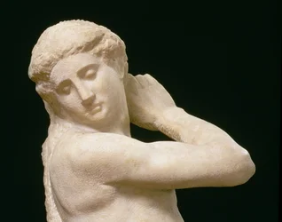 アポロ、またはダビデ、頭部の詳細、ミケランジェロブオナローティによる彫刻1475〜1564 79842の詳細