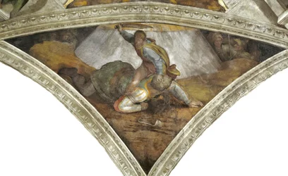 ダビデとゴリアテ、バチカンのシスティーナ礼拝堂天井画、1508-1512年