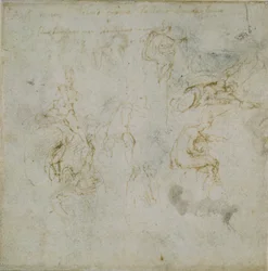 直訳：八図研究。 Verso: Figure Study、c1490-1560。