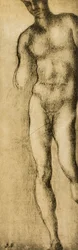 ミケランジェロが描いた男性的な人物の研究。カーサブオナローティ（フィレンツェ）