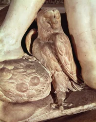 ジュリアーノデメディチの墓1478〜1516夜の脚の下のフクロウの詳細、1520大理石