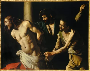 キリストの断頭台は柱がある ミケランジェロ・メリージの絵画 「カラヴァッジョ」と呼ばれるカラヴァッジョ（1571-1610） 1607年 日。1,34x1,75 m ルーアン美術館