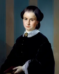本を持つ女性の肖像、ミケランジェロ・ピッタトーレ (1825-1903) 作、キャンバスに油彩、71x56 cm。