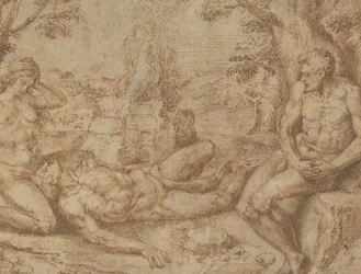アベルの死を悼むアダムとイブ, ca. 1576年。