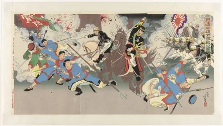 日清戦争時の平壌の激戦 日清平城大激戦の図