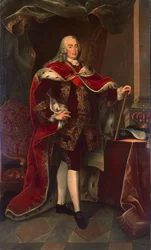 宗教改革者として知られるポルトガルのヨーゼフ 1 世 (1714 ～ 1777 年) の肖像画。 ミゲル・アントニオ・ド・アマラルの絵画、1773年頃。キャンバスに油彩。 サイズ：239×143cm。 エルミタージュ美術館 サンクトペテルブルク