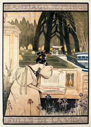 Santiago Rusinol y (i) Prats (1861-1931) による詩を散文で描いたリトグラフ シリーズ「The pages of life」のポスター発表