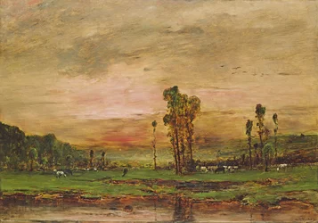 ジュイ＝アン＝ジョザ近郊の牛の群れのいる夕景、1881年