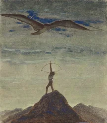 射手座のサイン (サイクル「ゾディアック」から) パー Ciurlionis, Mikalojus Konstantinas (1875-1911). 紙にテンペラ、サイズ : 35,3x30,1