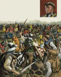 アジャンクールの戦い、1415年10月25日（紙にグワッシュ）