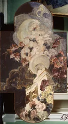 菊 (菊) - Mikhail Alexandrovich Vrubel (Vrubel) (1856-1910) による絵画、キャンバスに油彩