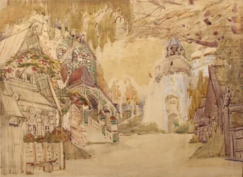 オペラの舞台デザイン、N。リムスキーコルサコフ作「ツァーの花嫁」（1899年）
