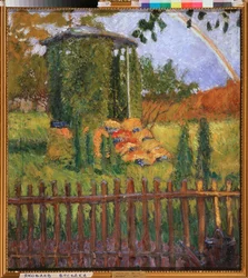 ガーデンアーバー（ガーデンアーバー） - ミハイルニコラエヴィッチヤコフレフによる絵画（1880-1942）、キャンバスのオイル