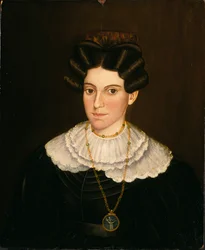 黒いドレスを着た女性、カリフォルニア州。 1835-1840。