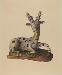 白亜の鹿、1938年頃（水彩画）