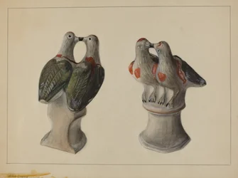 Chalkware Lovebirds、c。 1937年。