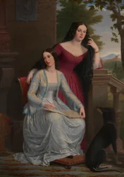 イタリアの風景の中の二人の女性